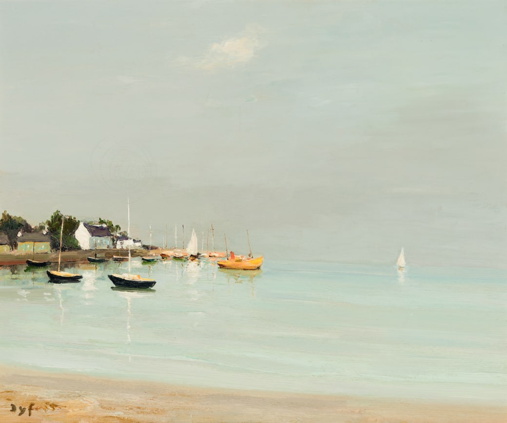 Marcel Dyf (Fr. 1899-1985), Martin a Port Navalo, Oil on canvas, framed: Marcel Dyf (Fr. 1899-1985) Martin a Port Navalo Oil on canvas, framed Signed and dated l.l., inventory label on stretcher verso 23 7/8" x 29" actual, 27 3/4" x 32 3/4" framed