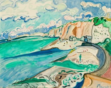 Marilyn Powers (Am. 1925-1976), Beach at Veulettes, Oil on canvas, framed