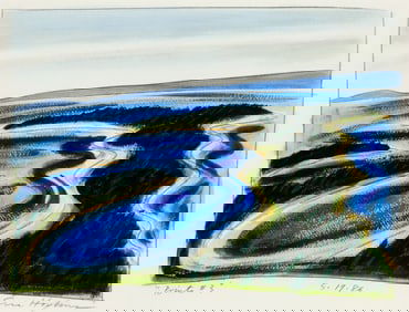 Eric Hopkins (Am. b. 1951), "Points #3" 1986, Watercolor on paper, framed under glass