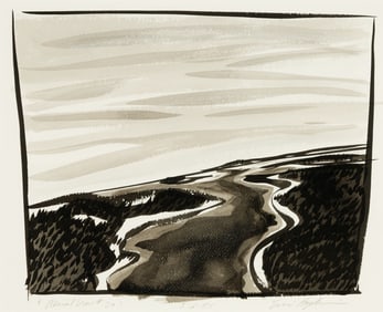 Eric Hopkins (Am. b. 1951), "Aerial View #20" 1985, Watercolor on paper, framed under glass