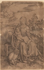 Albrecht Durer (Ger. 1471-1528), "Virgin and Child with Monkey" , Etching, framed under glass