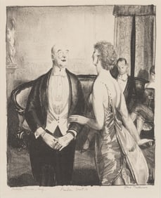 George Bellows (Am. 1882-1925), The Parlor Critic, Lithograph, framed under glass