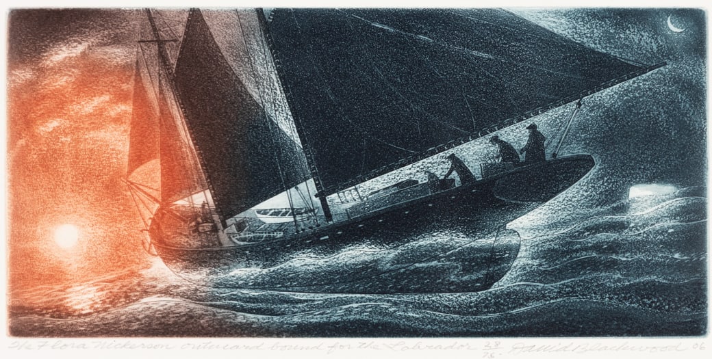 David Blackwood (Can. 1941-2022), "The Flora Nickerson Outward Bound for the Labrador" 2006, Etching (1 of 8)