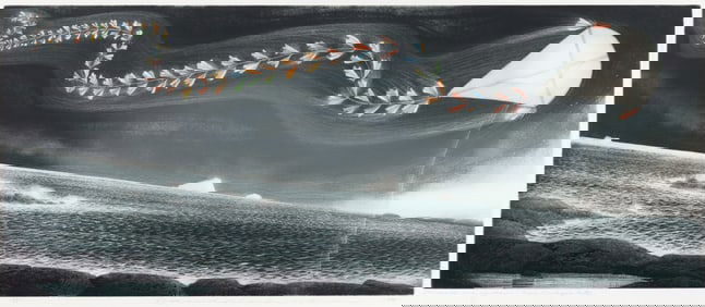David Blackwood (Can. 1941-2022), "March ice offshore: Erik Bishop's Kite" 1998, Etching and