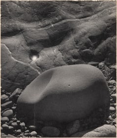 Paul Caponigro (Am. 1932-2024), "Nahant Beach, MA" 1958, Gelatin silver print, matted