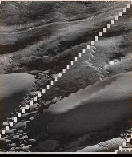 Paul Caponigro (Am. 1932-2024), "Nahant Beach, MA" 1958, Gelatin silver print, matted: Paul Caponigro (Am. 1932-2024) "Nahant Beach, MA" 1958 Gelatin silver print, matted Signed in pencil l.r. 6 5/16" x 5 5/16" actual, 12 5/16" x 11 1/2" matted Provenance: </