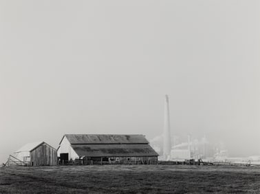 Liliane de Cock (Belgian/Am. 1939-2013), "Barn and Smokestacks, Moss Landing, California" 1969,