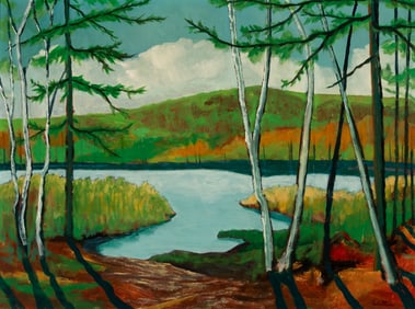Michael Willis (Am. 20th Century), Lake View, Oil on panel, framed
