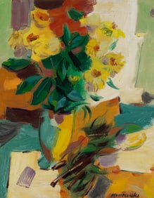 Alex Minewski (Am. 1917-1979), Sunflowers, Oil on panel, framed