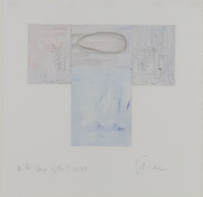 Harold Garde (Am. 1923-2022), "In the Shape of the Kimono", Strappo on paper, framed under glass