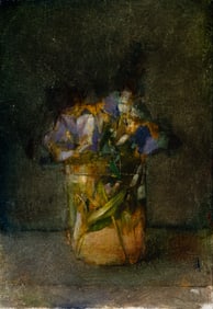 Stephen P. Brown (Am. 1950-2009), Flowers in Mason Jar, Oil on panel, framed