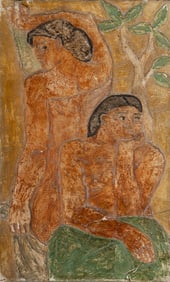 After Paul Gauguin (Fr. 1848-1903), What are You Thinking?, Ceramic relief, framed