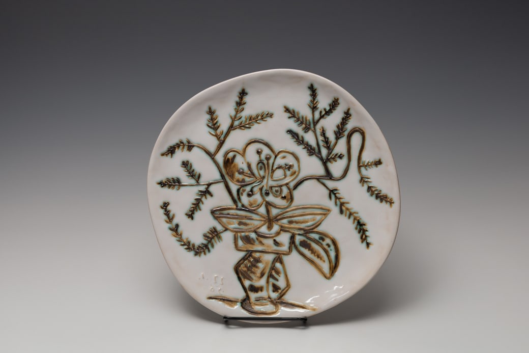 Pablo Picasso (Sp. 1881-1973), Vase Au Bouquet, Edition A.R. 302, 1956, Ceramic with black oxide, (1 of 3)