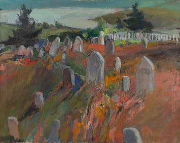 Elena Jahn (Am. 1938-2014), Monhegan Cemetery, Oil on canvas, unframed