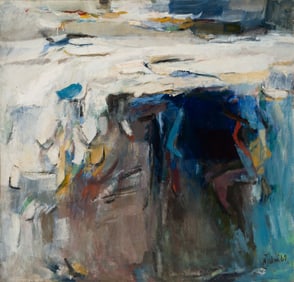 Elena Jahn (Am. 1938-2014), Monhegan Waterfall of Blue and White, 1960, Oil on canvas, framed