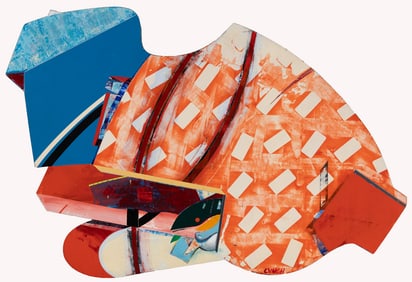 Frederick Lynch (Am. 1935-2016), Blue and Orange Abstract, 1985, Acrylic on wood construction
