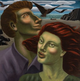 Panos Ghikas (Greek/Am. 1917-2012), "Give your Heart to the Hawks" 1943, Egg tempera on panel,