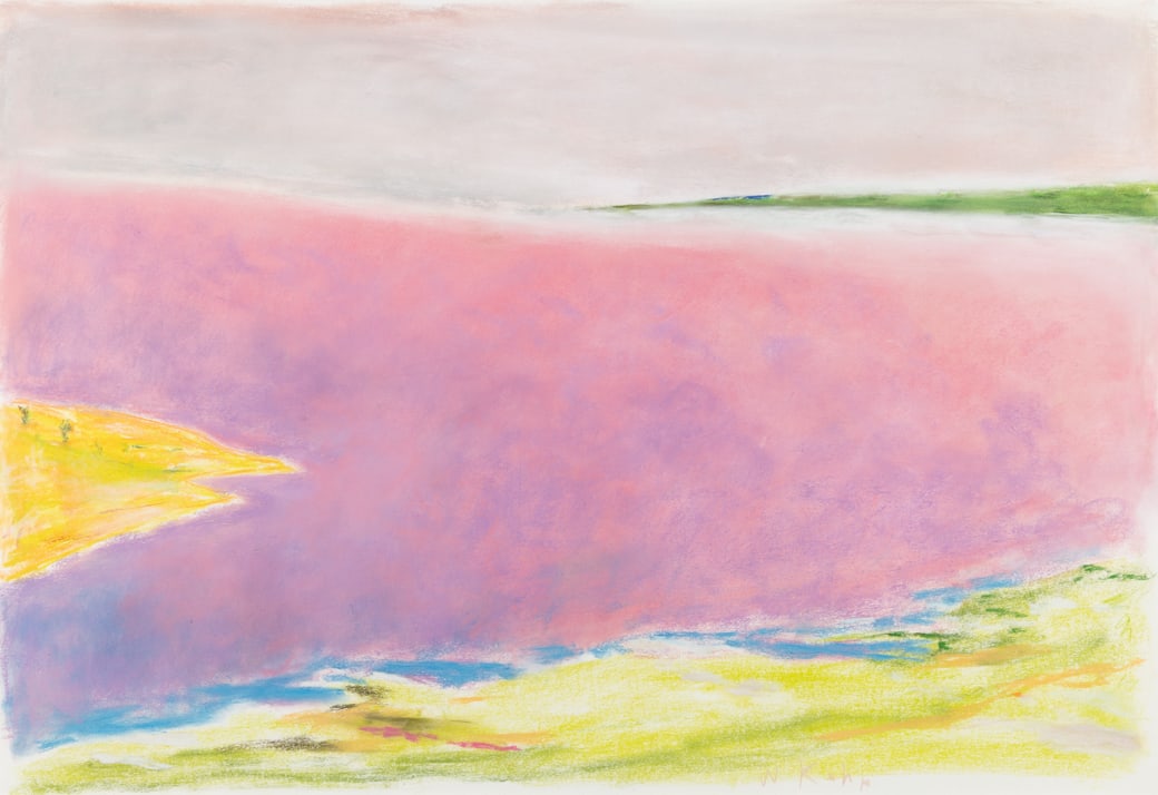 Wolf Kahn (Am. 1927-2020), Maine Waters, Pastel on paper, framed under glass: Wolf Kahn (Am. 1927-2020) Maine Waters Pastel on paper, framed under glass Signed l.c. 29 3/8" x 42 3/4" sight, 35 9/16" x 49 1/8" framed Provenance: Private