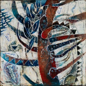 Alice Spencer (Am. b. 1944), "Acheology Series #2 (Tree)" 1996, Ceramic relief glued to panel,