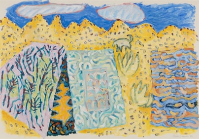 Alice Spencer (Am. b. 1944), Hills and Sky, 1989, Gouache on paper, framed under glass