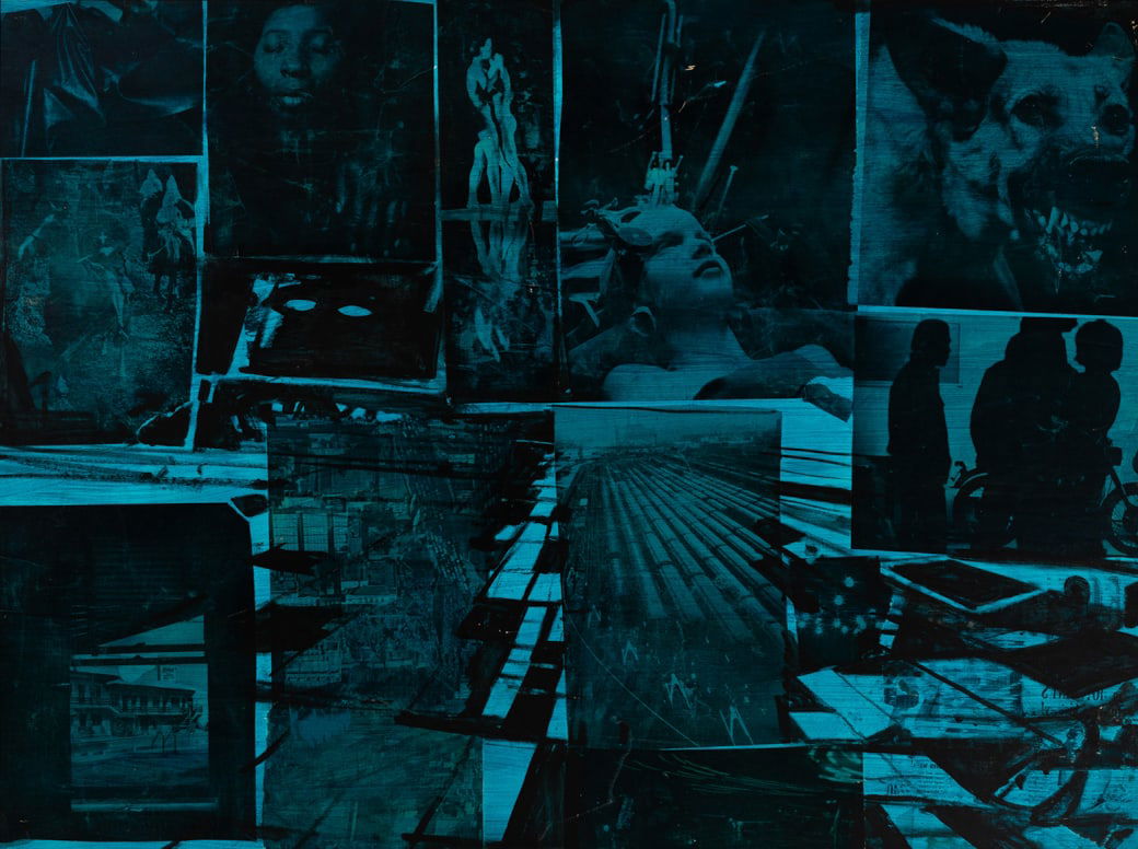 John Hultberg (Am. 1922-2005), New American Night, Collage on board, framed (1 of 5)