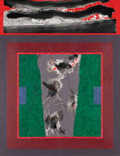 William Manning (Am. b. 1936), Sea Shift #24, No. 1141, 2002, Acrylic and collage on paper, framed: William Manning (Am. b. 1936) Sea Shift #24, No. 1141, 2002 Acrylic and collage on paper, framed under glass Unsigned; exhibition label and artist's inventory number on backing 27 7/16" x 21