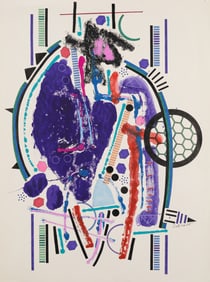 Louis Catusco (Am. 1927-1995), Purple Abstraction, Mixed media on paper, unframed