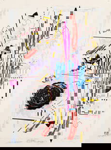 Louis Catusco (Am. 1927-1995), Black Hole, Mixed media on paper, unframed: Louis Catusco (Am. 1927-1995) Black Hole Mixed media on paper, unframed Signed l.r. 30" x 22" actual Provenance:  Private Collection, Massachusetts
