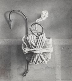 John Whalley (Am. b. 1954), Rope and Hook, 2004, Pencil on paper, framed under glass