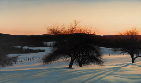 Thomas Crotty (Am. 1934-2015), "Orchard at Dusk" c. 1997, Oil on canvas, framed