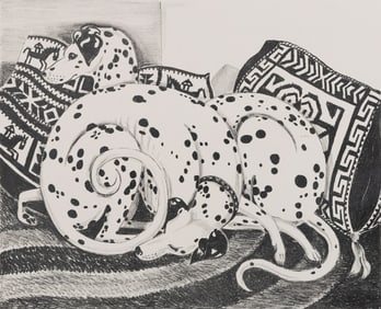 Dahlov Ipcar (Am. 1917-2017), "Two Dalmatians" 1990, Lithograph, unframed
