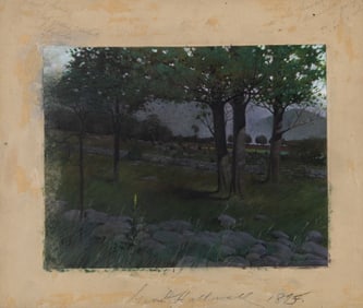 George Hallowell (Am. 1871-1926), Stone Fences, 1895, Watercolor and gouache, framed under glass