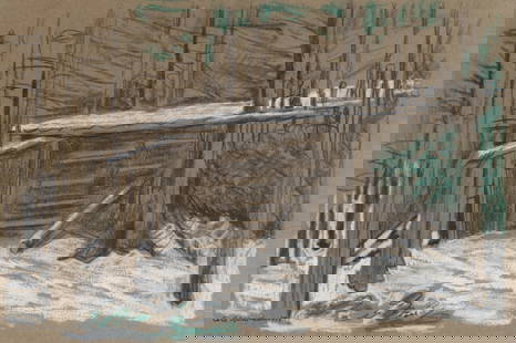 Carl Sprinchorn (Am. 1887-1971), Woodpile, 1939, Charcoal and pastel on paper, unframed: Carl Sprinchorn (Am. 1887-1971) Woodpile, 1939 Charcoal and pastel on paper, unframed Signed and dated l.l. 11 7/8" x 18" actual Provenance:  Private Collecti