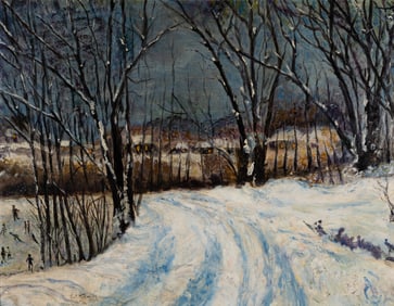 Walter Koeniger (Am. 1881-1943), Snowy Path, Oil on canvasboard, framed