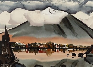 James Fitzgerald (Am. 1899-1971), Snow-Capped Mountain (Mt. Khatadin), c. late 1950's, Watercolor