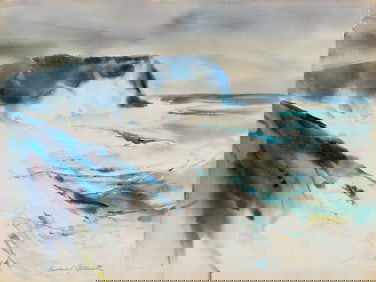 Lawrence C.  Goldsmith (Am. 1916-2004), "Whitehead, Monhegan", Watercolor on paper, unframed