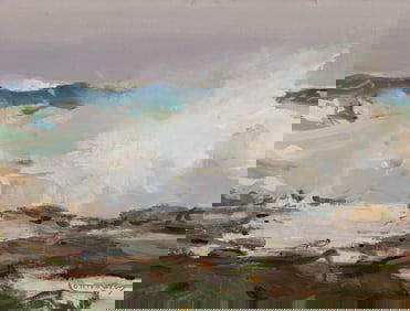 Jay Connaway (Am. 1893-1970), "Spray at Gull Pond" Monhegan, Maine, Oil on canvasboard, framed