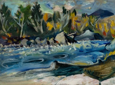 Carl Sprinchorn (Am. 1887-1971), "Whitestone Falls" East Branch Penobscot River, Autumn, 1944, Oil
