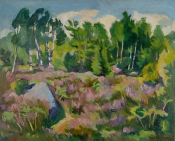 Carl Sprinchorn (Am. 1887-1971), Landscape with Heather, Oil on canvas, framed