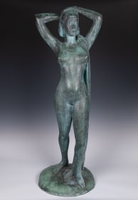 William Zorach (Am. 1887-1966), After a Swim (Garden Figure), Bronze