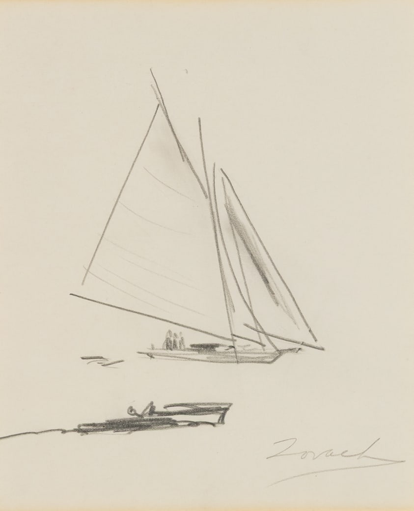 William Zorach (Am. 1887-1966), Sailboat, Pencil on paper, framed under glass (1 of 6)