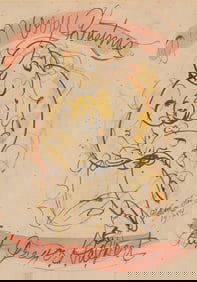 William Zorach (Am. 1887-1966), "Merry Christmas Edith Gregor Halpert" 1954, Watercolor on paper,