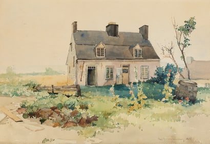 Charles Herbert Woodbury (Am. 1864-1940), Old House, 1888, Watercolor on paper, framed under glass