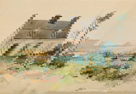 Charles Herbert Woodbury (Am. 1864-1940), Old House, 1888, Watercolor on paper, framed under glass: Charles Herbert Woodbury (Am. 1864-1940) Old House, 1888 Watercolor on paper, framed under glass Signed and dated l.r. 12 5/8" x 18 7/16" sight, 14 1/8" x 20 1/8" framed Pr
