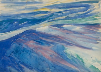 Charles Herbert Woodbury (Am. 1864-1940), "Tropical Wave" 1937, Gouache and watercolor on board,
