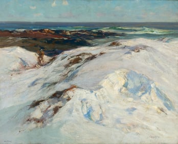 Charles Herbert Woodbury (Am. 1864-1940), "Carved Snowdrift", Oil on canvas, framed