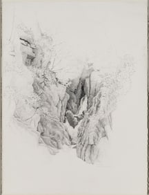 Alan Bray (Am. b. 1946), "Little Wilson Gorge", Pencil on paper, framed under glass