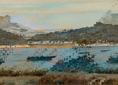 William Baptiste Baird (Am. 1847-1917), Vera Cruz, Mexico, Oil on canvas, framed