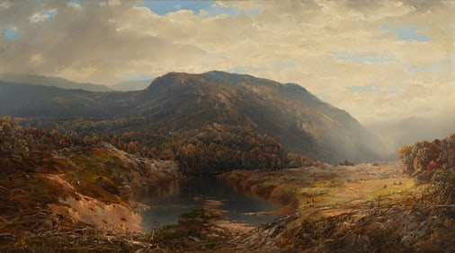 Willliam Louis Sonntag (Am. 1822-1900), Mountain View, 1873, Oil on canvas, framed