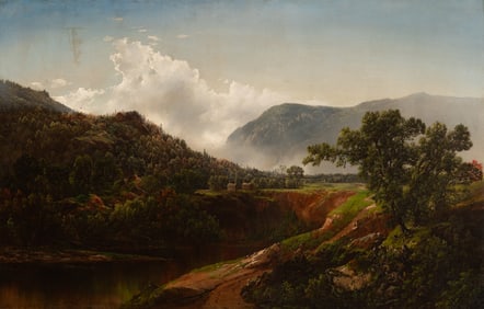 Willliam Louis Sonntag (Am. 1822-1900), American Vista with Cabins, Oil on canvas, framed